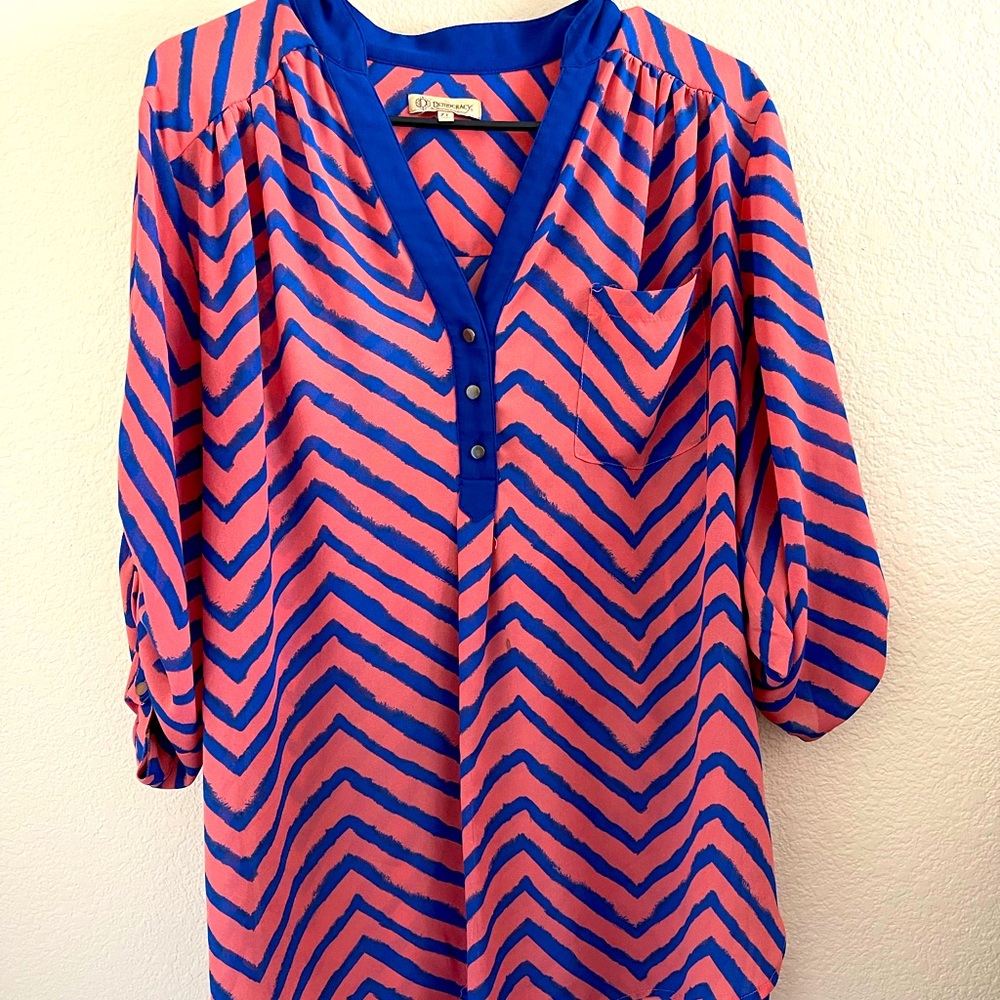 Bright pink and blue blouse